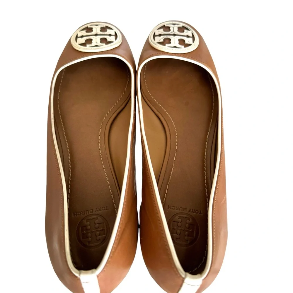 Tory Burch Chelsea Flats Leather Interlocking Double T Logo Ballet Flat Shoes